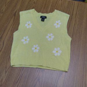 Yellow Cropped Sweater Vest